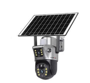 Camera de supraveghere cu panou solar, dubla,  Wi-fi, 3Mp+3Mp,  Lentila Dubla, Zoom 10X, Rotire 360°, Detectare Miscare si Vedere Nocturna
