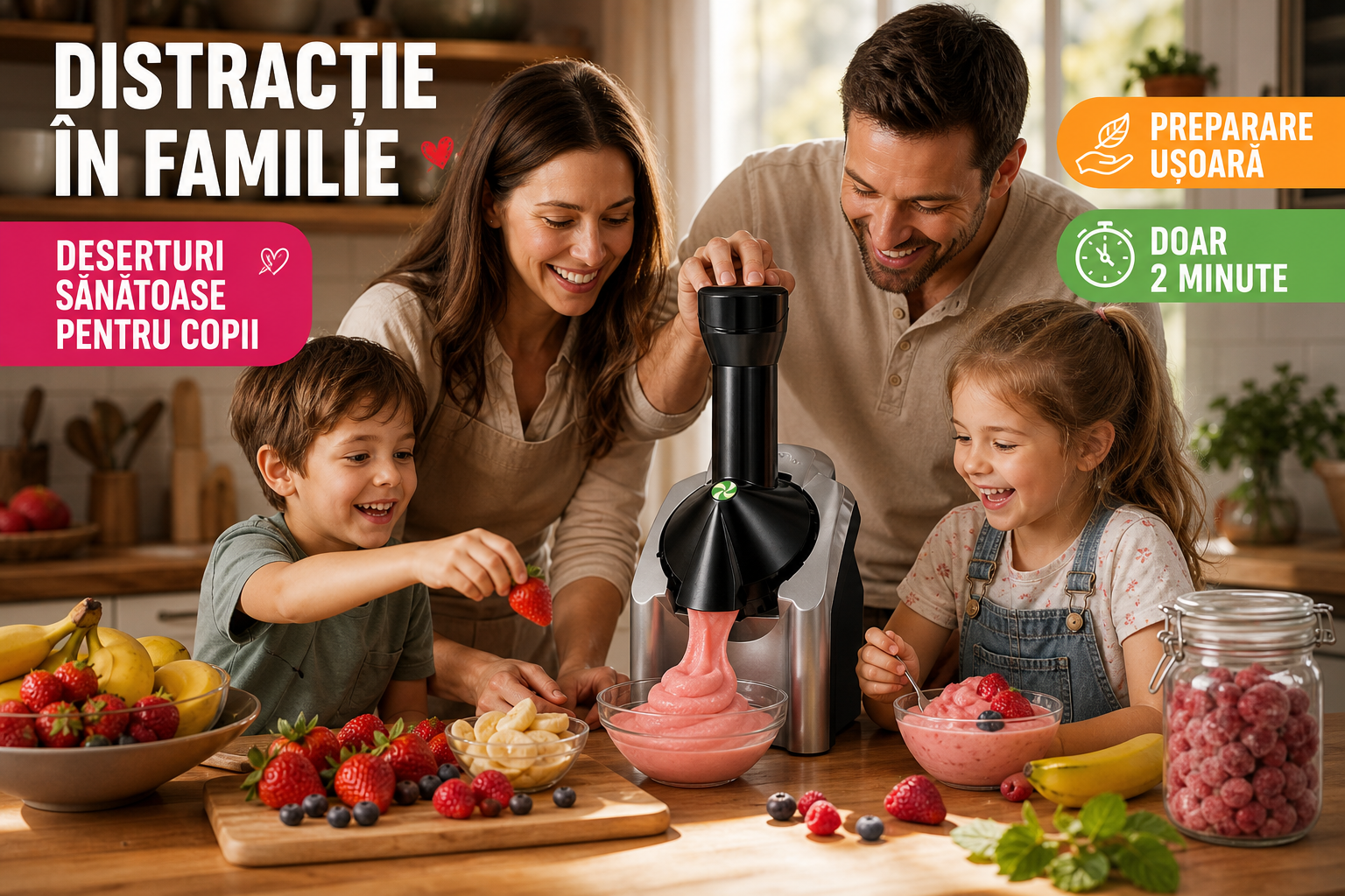 Aparat pentru Deserturi din Fructe Congelate, 12W, Preparare Rapida in 2 Minute