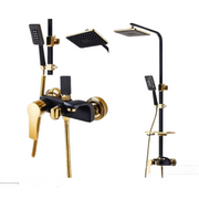 Set Coloana de Dus Premium – Design Elegant Negru & Auriu, Termostat, Dus Ploaie si Pistol Multifunctional
