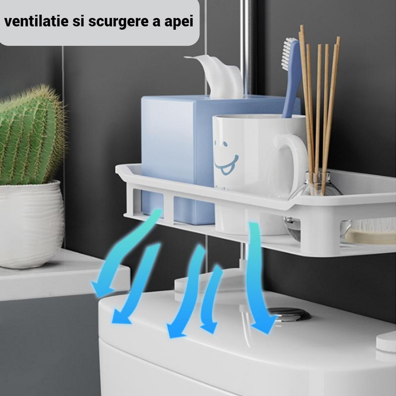 Suport de depozitare multifuncțional pentru toaleta 2 polite 58 x30cm