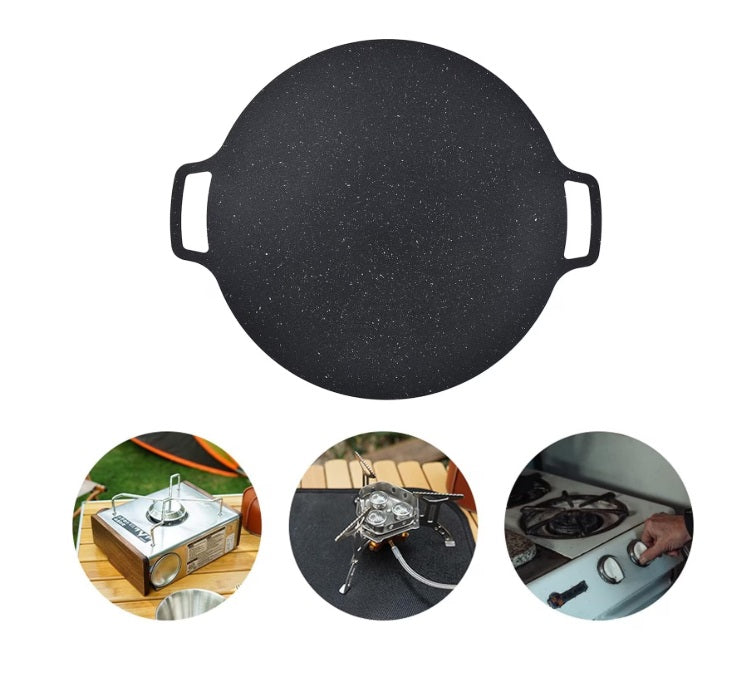 Plita Japoneza Rotunda cu Manere 32 cm – Grill Antiaderent Pluristratificat pentru Gatit Sanatos