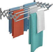 Uscator de rufe retractabil/extensibil, 5 bare aluminiu, fixare pe perete, 60×70×15 cm