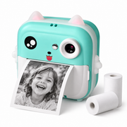 Aparat foto pentru copii Q5, cu imprimare termică instant, ecran 2,4″ și aplicație Fun Print + card de memorie inclus – Albastru