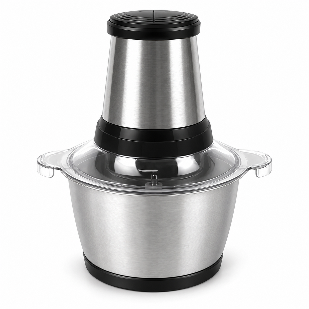 Tocător Electric pentru Legume și Fructe, 200 W, 3 Lame din Inox, Recipient Transparent, Gri