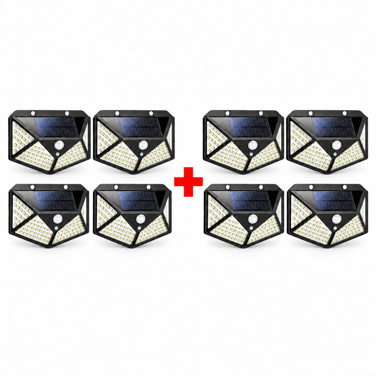 Pachet 2 Seturi × 4 Lămpi Solare de Exterior cu Senzor PIR – 8 Lămpi, 3 Moduri de Iluminare
