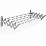 Uscător de Rufe Retractabil de Perete – 5 Bare din Aluminiu, Capacitate 5 kg, 120 × 70 × 15 cm
