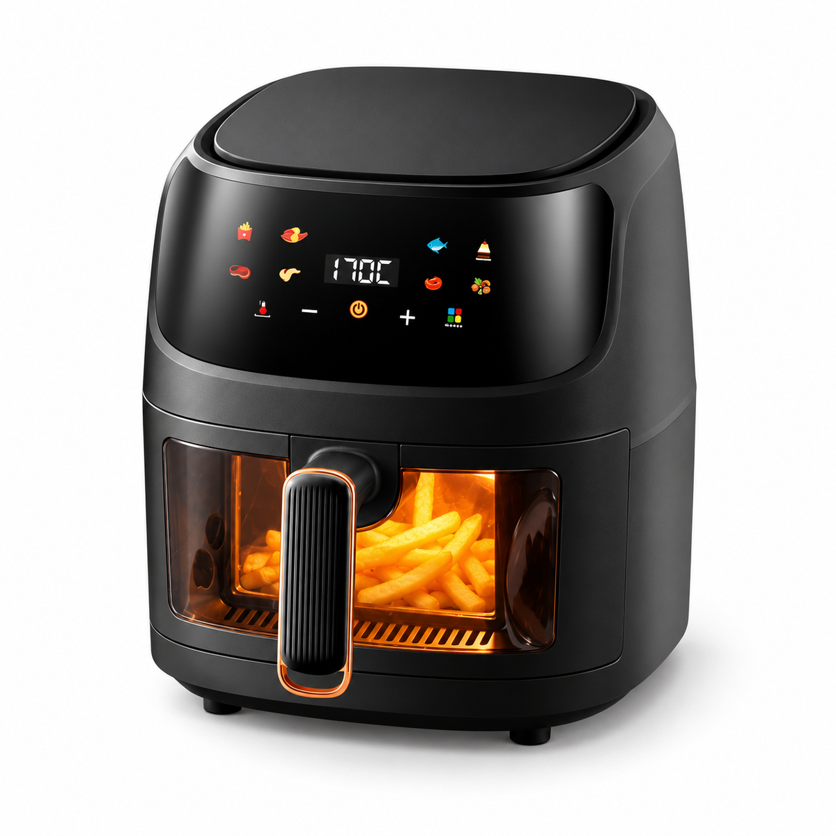Friteuză cu Aer Cald 8L, 3500W, Display Digital Touch și Fereastră de Vizualizare – Air Fryer Negru
