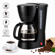 Aparat de cafea,negru, ulcior de sticla, 10 cesti cafea cu filtru, 650ML, 750 wati, placa de incalzire, oprire automata, functie anti-picurare