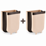 Pachet 2 x Coșuri de Gunoi Pliabile pentru Ușa Dulapului, 8 L, Plastic și Silicon – Maro cu Negru