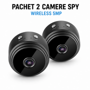 Pachet 2 Camere de Supraveghere Wireless 5MP – Vedere Nocturnă, Senzor de Mișcare și Monitorizare pe Telefon