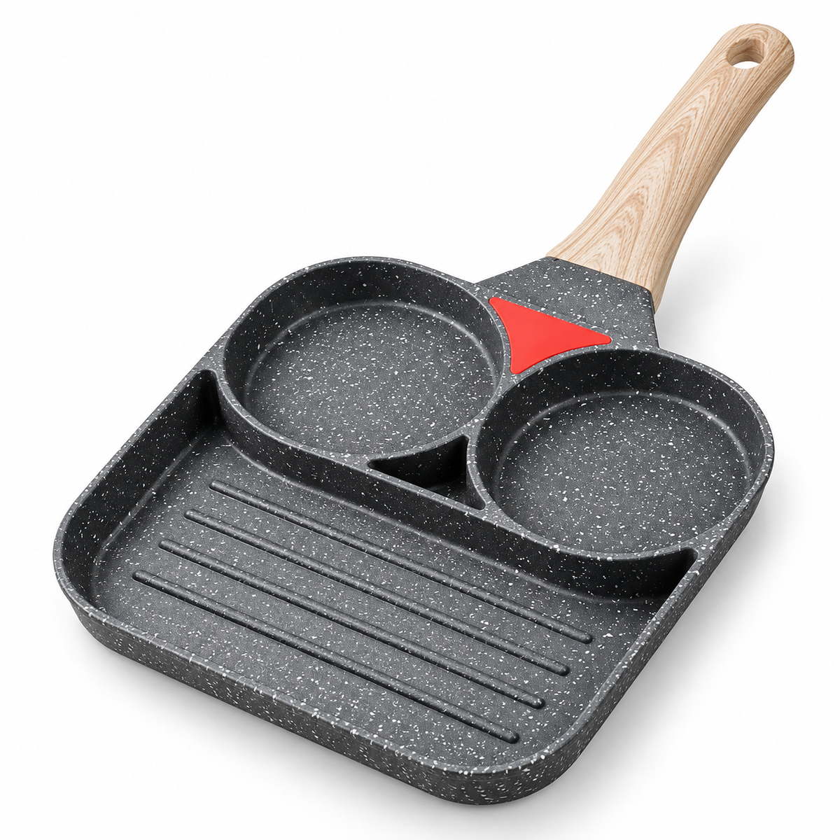 Tigaie Multifuncțională Antiaderentă cu 3 Zone – 2 Compartimente și Suprafață Grill