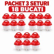 Pachet 3 Seturi cu Forme din Silicon pentru Fierberea Ouălor – 18 Recipiente Reutilizabile