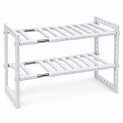 Etajeră Ajustabilă pentru Sub Chiuvetă, 2 Rafturi, Extensibilă 50–70 cm, Metal și Plastic