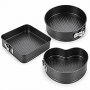Set 3 Tăvi pentru Tort și Prăjituri cu Bază Detașabilă – Inimă, Rotundă și Pătrată