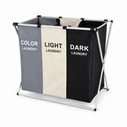 Coș de Rufe Pliabil cu 3 Compartimente Detașabile și Cadru din Aluminiu, 62 × 34 × 56 cm