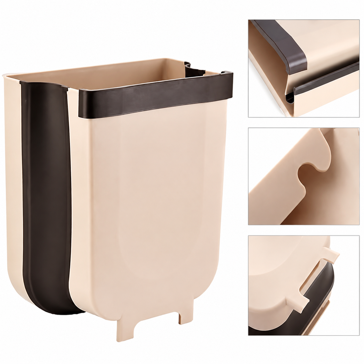 Coș de Gunoi Pliabil pentru Ușa Dulapului, 8 L, Plastic și Silicon, 29 × 17 × 14 cm