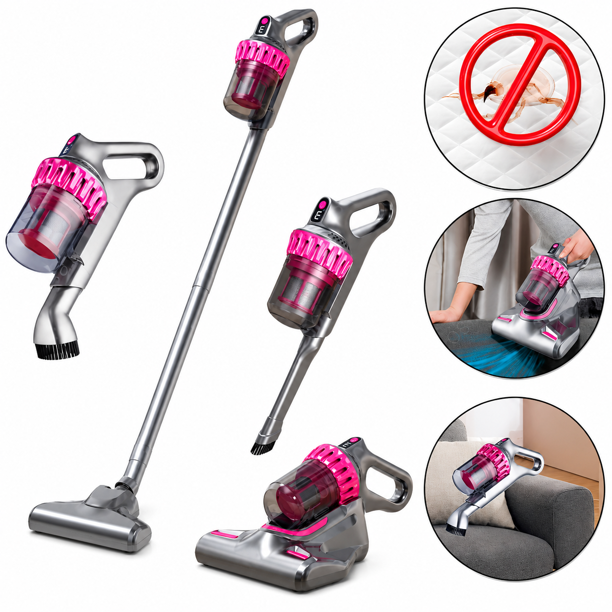Aspirator Vertical Fără Fir 21,6V, Recipient 0,54L, Design Ușor și Putere de Aspirare Ridicată