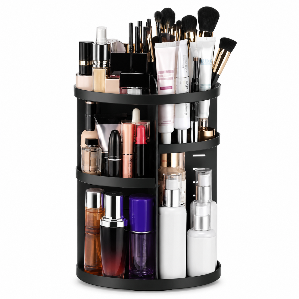 Organizator Cosmetic Rotativ 360° cu Compartimente Ajustabile pentru Machiaj, Parfumuri și Accesorii