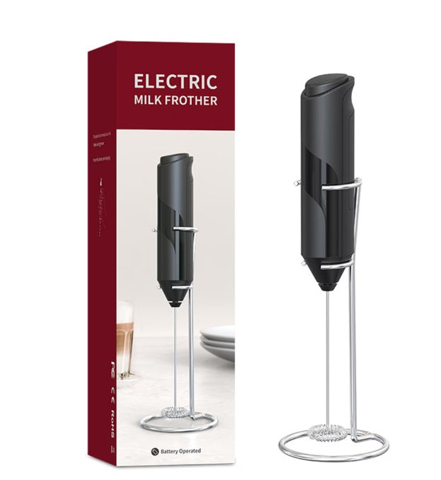 Mixer spuma lapte electric, cu baterie – pentru bauturi calde si reci, latte, cappuccino, frappe – Negru