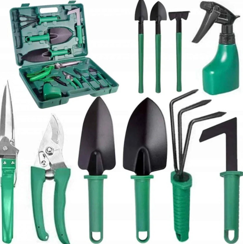 Set Unelte Gradinarit 12 Piese cu Valiza – Verde