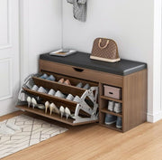 Dulap pantofi cu bancuta integrata, modern si functional, 80x30x50 cm – lemn/alb