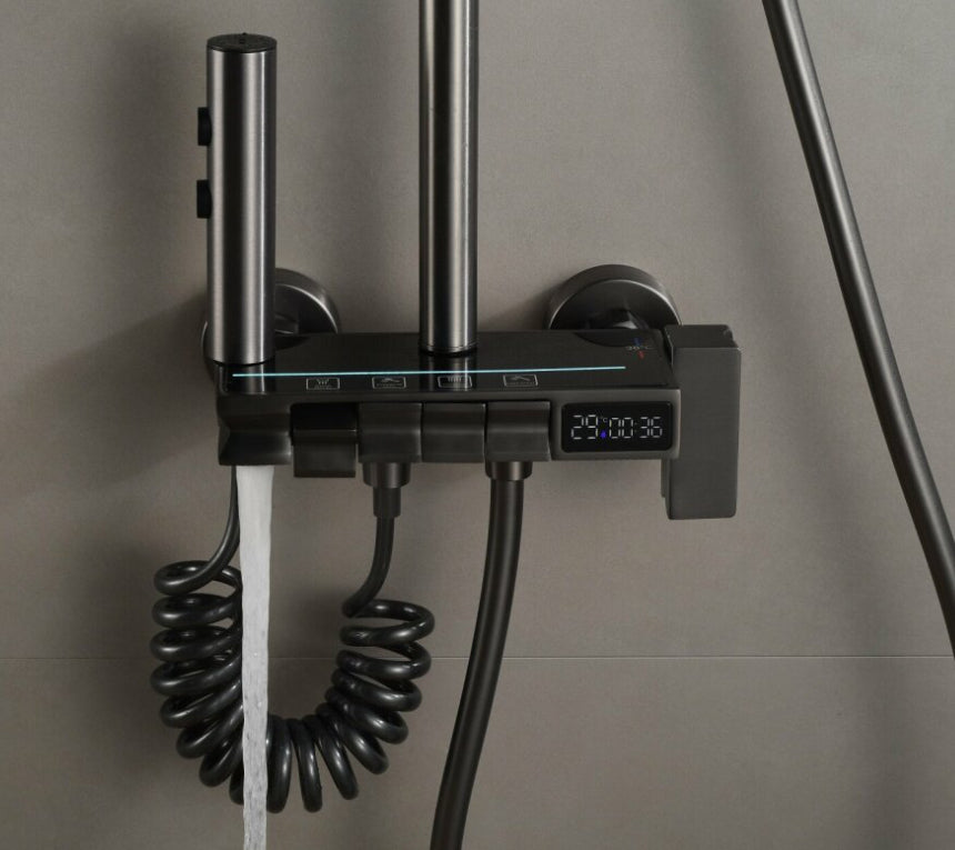 Coloană de duș multifunctională cu termostat, afișaj electronic și jeturi variabile
