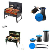 Pachet Outdoor: Grătar Portabil Tip Servietă + Scaun Telescopic – Compact și Ușor de Transportat