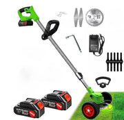 Motocoasa electrica 48V cu doua roti detasabile si maner ergonomic
