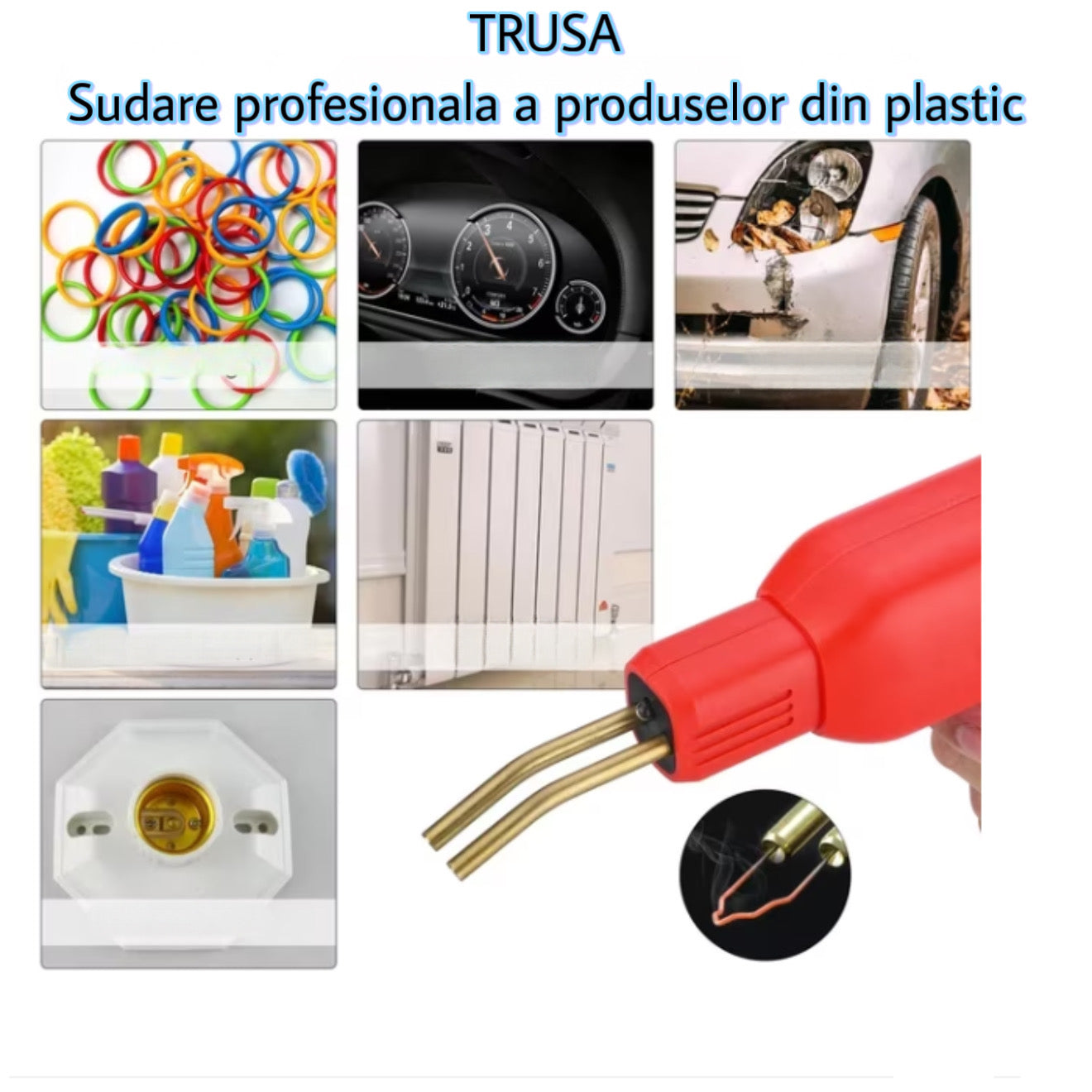 Pistol lipit plastic 50W cu trusă incluse și capse