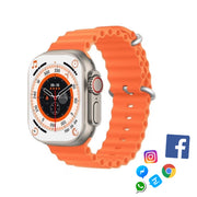 Ceas inteligent SmartWatch 8 Ultra Plus cu încărcare wireless și brățară din silicon