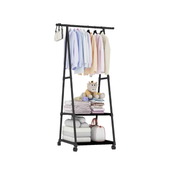 Suport triunghiular pentru haine cu 2 rafturi – 160 x 55 cm, mobil și rezistent