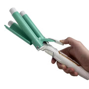 Ondulator ceramic 3 elemenți, încălzire rapidă 28 secunde, alb-verde