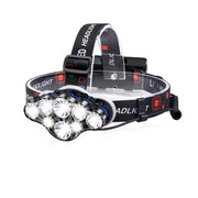 Lanternă de cap premium 8 LED-uri, 13.000 lm, lumină albă/roșie, rezistentă la apă