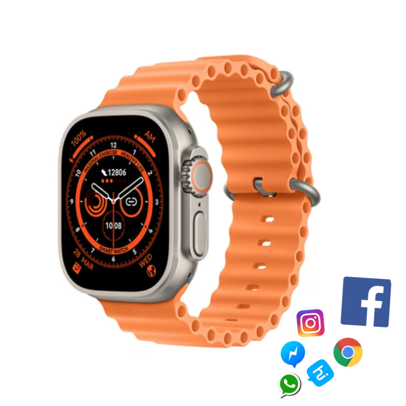 Smartwatch portocaliu cu Bluetooth şi rezistenţă la apă