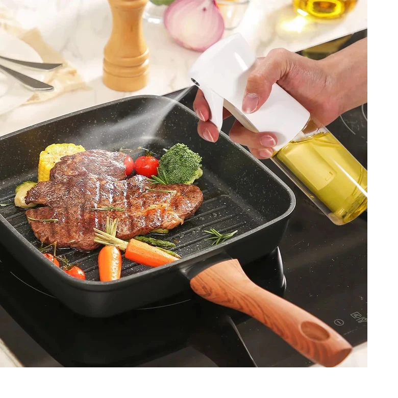 Pulverizator ulei gastronomic — dozare precisă, capac siliconic, transparent