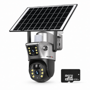 Cameră de Supraveghere Solară 4G 6MP, Lentilă Dublă, Zoom 10X, Rotire 360°, Detectare Mișcare și Vedere Nocturnă, Card memorie 32G inclus