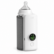 Încălzitor portabil pentru biberoane, 6 trepte de temperatură 37–55°C, afișaj digital, încărcare USB, alb-gri