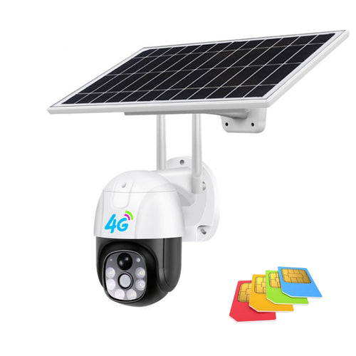 Camera de Supraveghere 4G cartela Sim cu Panou Solar, Full HD 1080p, Rotativa, Alarma, Microfon si Difuzor, Night Vision, Detectie umana, pentru Exterior