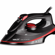 Fier de călcat cu abur HALEY HY-2046, 2400W, rezervor 350 ml, talpă Crystal Ceramic, negru/roșu