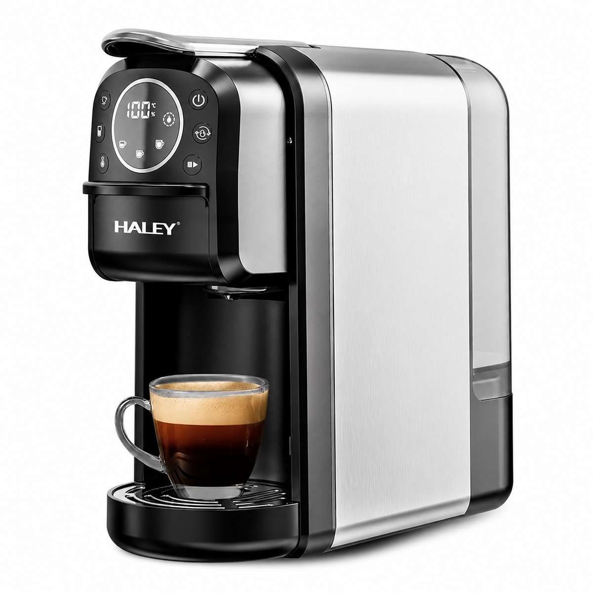 Espressor HALEY HY-2833, 4 în 1, pentru capsule format mare și cafea măcinată, 20 bari, 1400 W