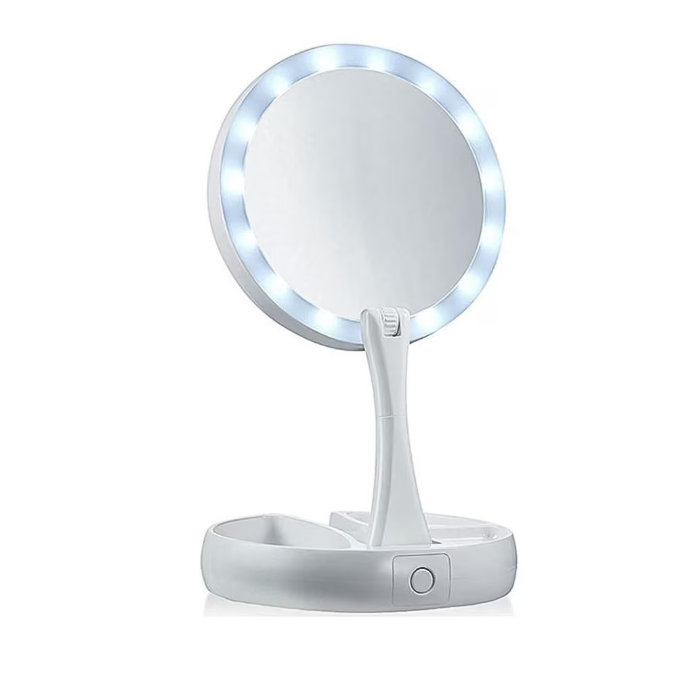 Oglinda Make-Up, Pliabila, Iluminare LED, My Fold Away, 30 cm cu Factor de Marire