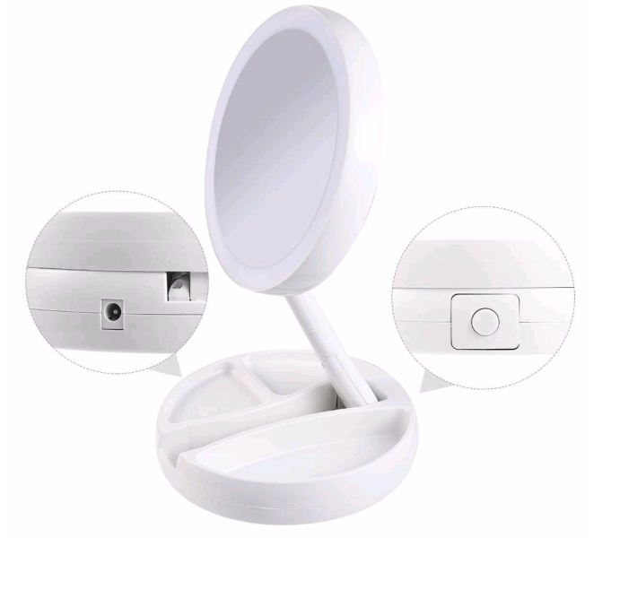 Oglinda Make-Up, Pliabila, Iluminare LED, My Fold Away, 30 cm cu Factor de Marire