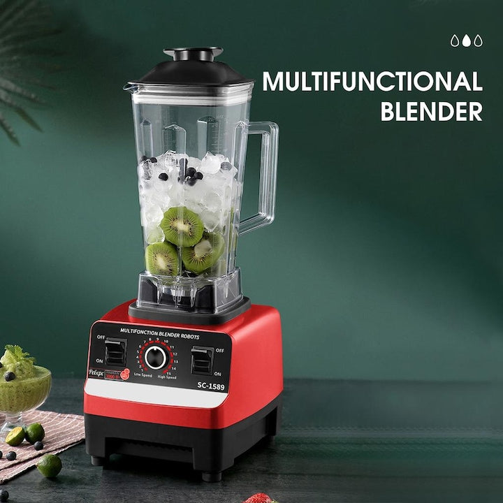 Blender 2-in-1 4500W negru-rosu cu 15 viteze si functie pulp