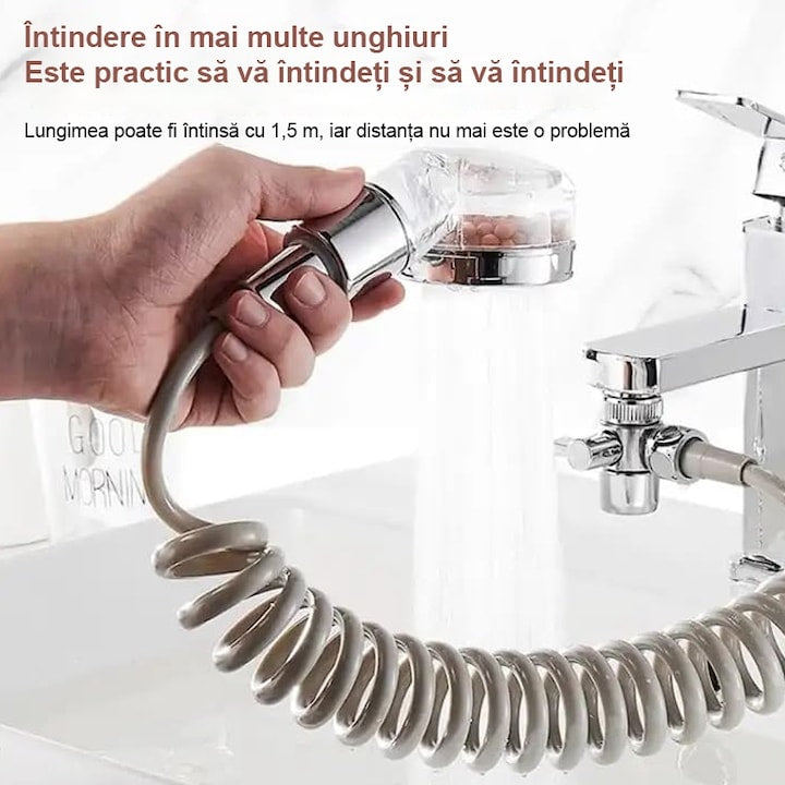 Set extensie duş cu perete + furtun flexibil – compatibil robinet / cadă