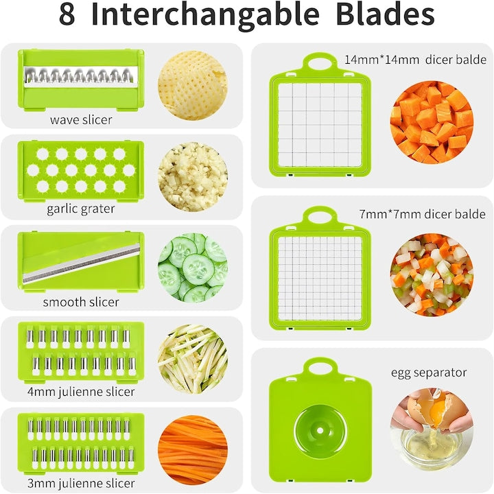 Feliator 16 in 1 pentru legume, multifunctional, cu 7 lame inox
