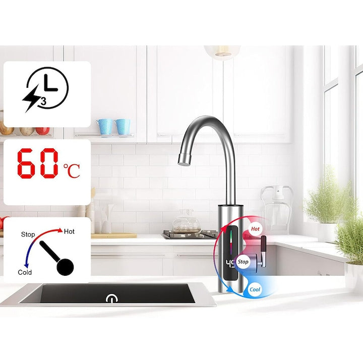 Robinet electric instant din inox, cu display si rotire 360 grade, 3000W