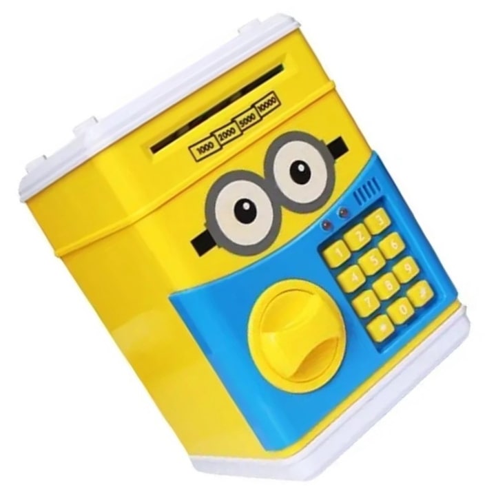 Seif ATM jucărie – Pusculiță cod PIN cu tematică minion