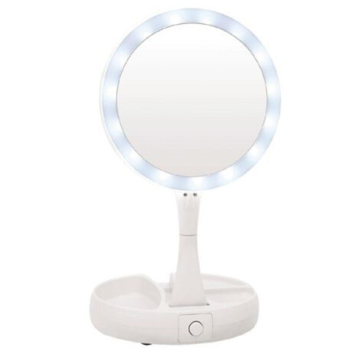 Oglinda Make-Up, Pliabila, Iluminare LED, My Fold Away, 30 cm cu Factor de Marire