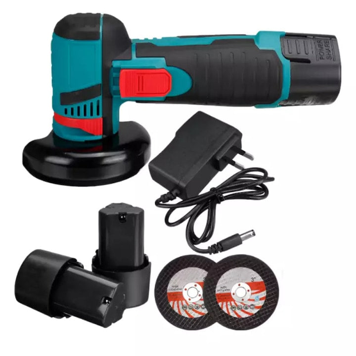 Mini Polizor unghiular portabil cu 2 acumulatori si 2 discuri, 48V