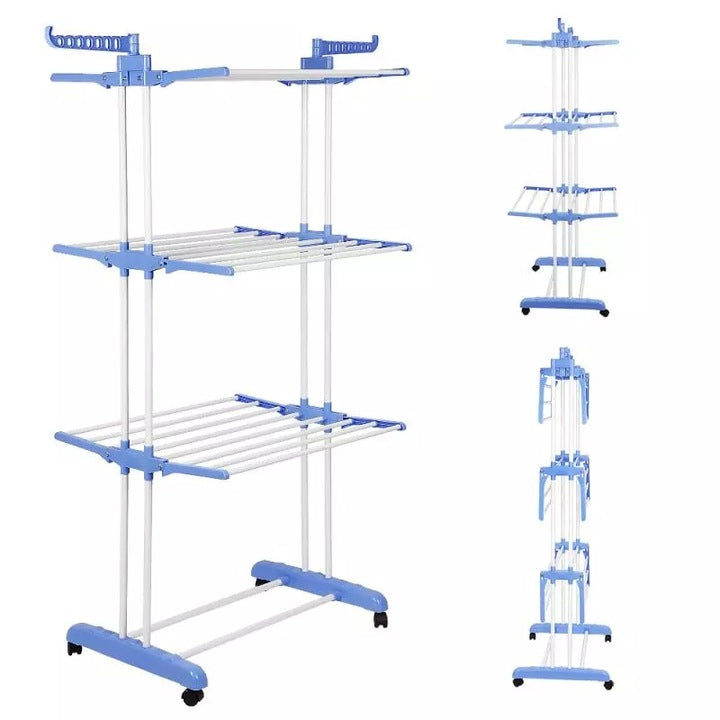 Uscator vertical, mobil si pliabil pentru rufe cu suport umerase, inaltime 173cm